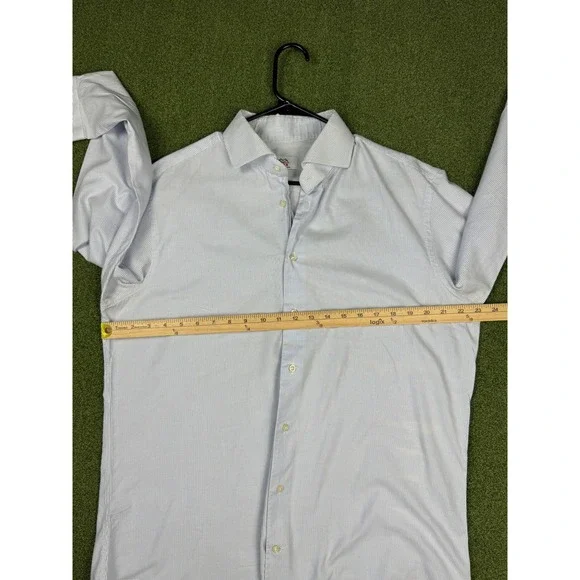 MAX Massimo Pasmato Blue Stripe Dress Shirt 100% Cotton Italy L - Picture 9 of 12